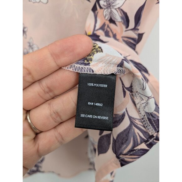 Torrid Floral Henley Top Women Size 1X Chiffon Feminine Office Hi Low Cottage - Picture 12 of 13
